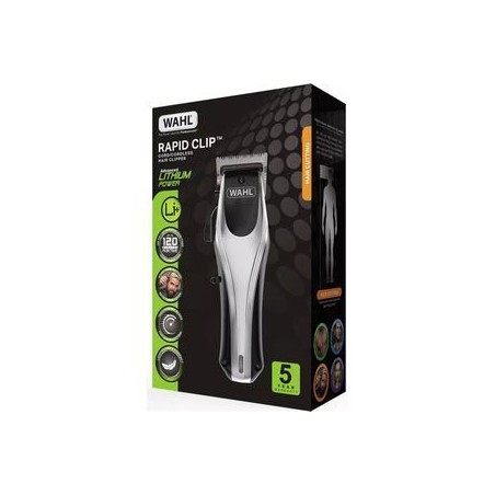 WAHL Rapid Clip Hair Clipper Black & Silver - Professional Precision for Perfect Haircuts!
